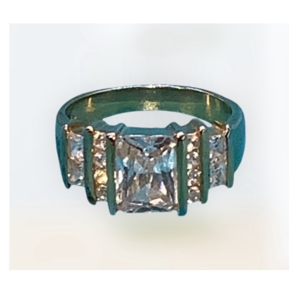 Vintage FAS Yellow Gold & CZ’s Cocktail Ring Stamped Size 8